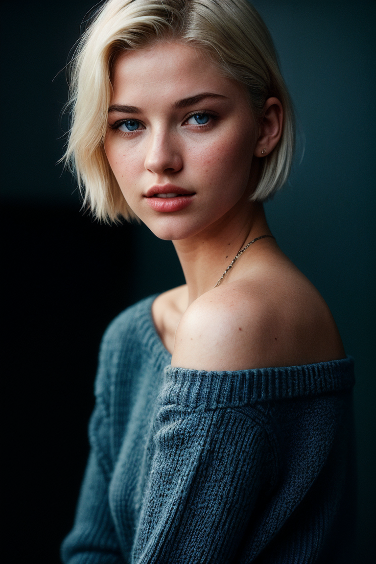 00637-1115563834-JernauMix_v3_Chimera-photo of (s4r4hgrey-135_0.99), a beautiful woman, perfect platinum blonde short hair, (Teal Blue  off-sweater shoulder), 85mm, (.png